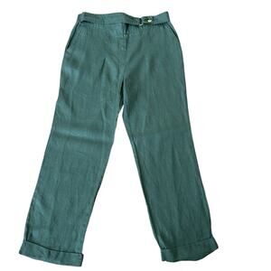 Ellen Tracy Women’s Green Linen High Rise Pants Size M